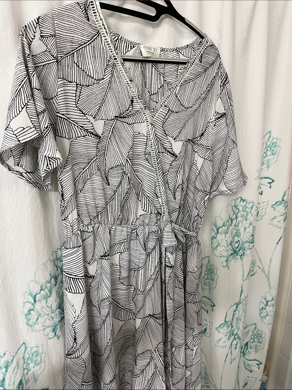 Sienna Sky Black & White Botanical Line Print Dress